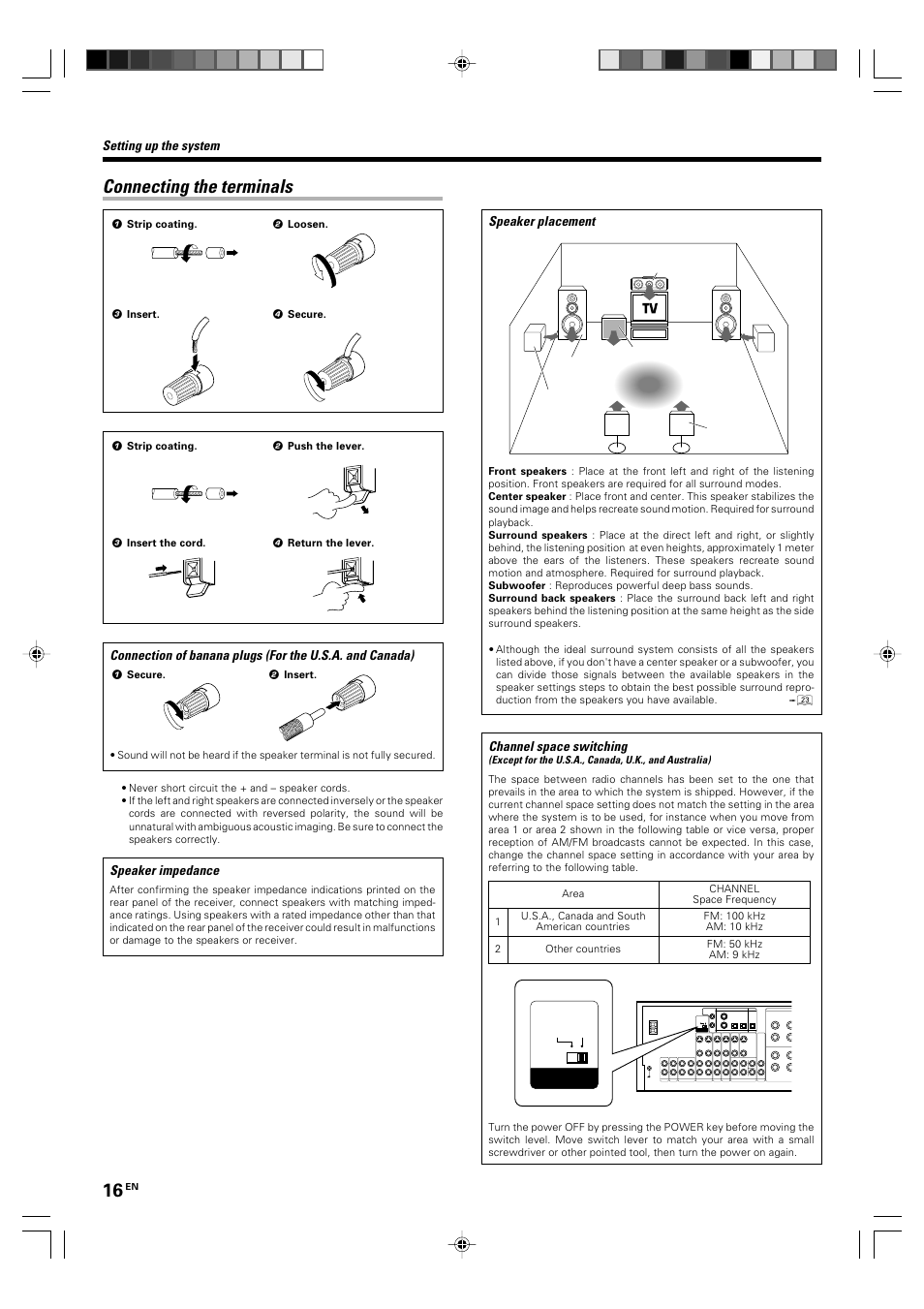 Connecting the terminals | Kenwood KRF-X9060D User Manual | Page 16 / 52