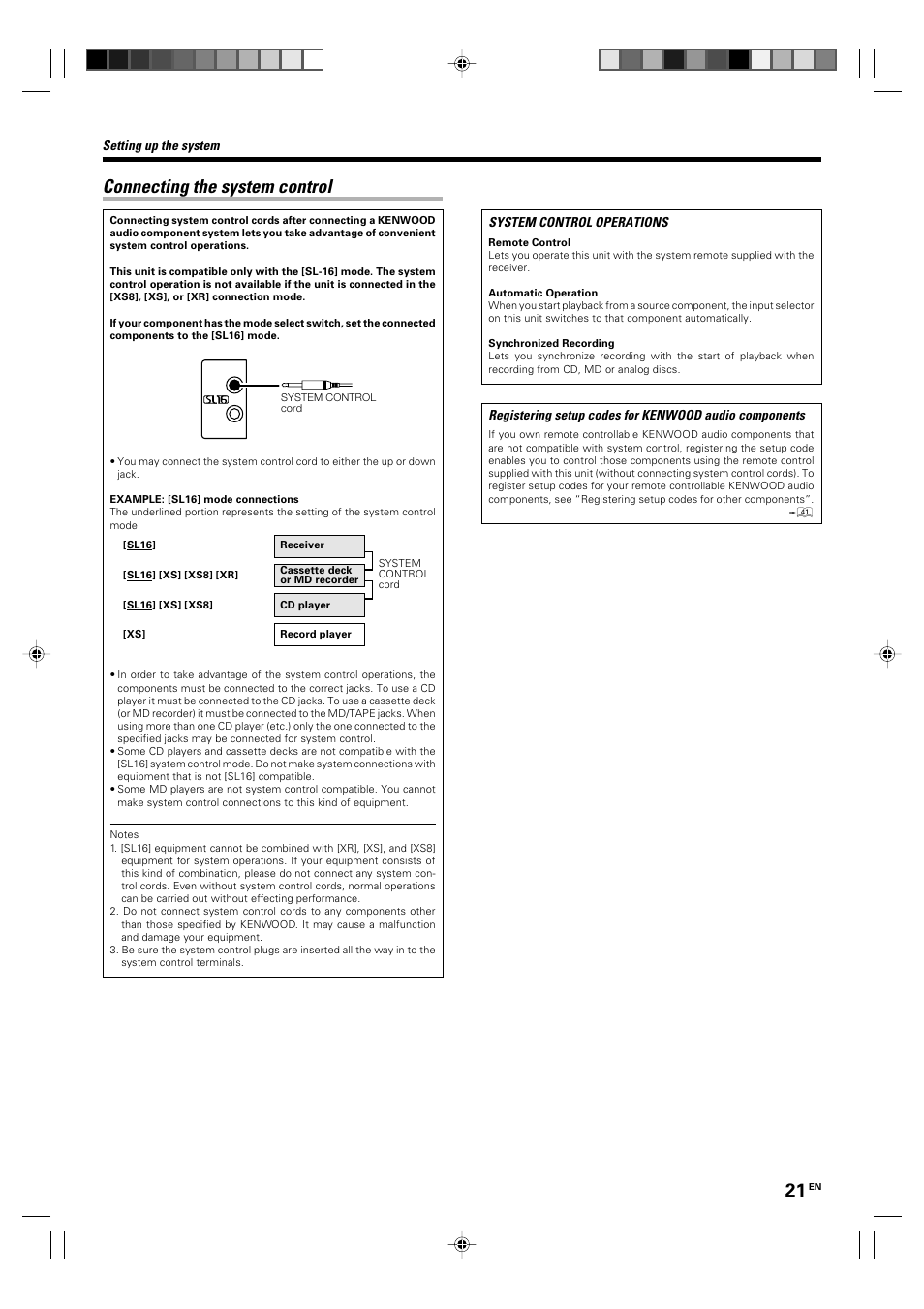 Connecting the system control | Kenwood KRF-X9060D User Manual | Page 21 / 52