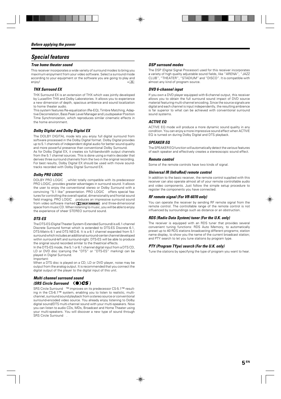 Special features | Kenwood KRF-X9060D User Manual | Page 5 / 52