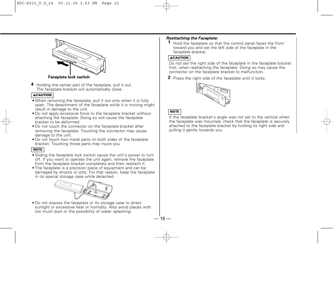 Kenwood eXcelon KDC-X915 User Manual | Page 15 / 52