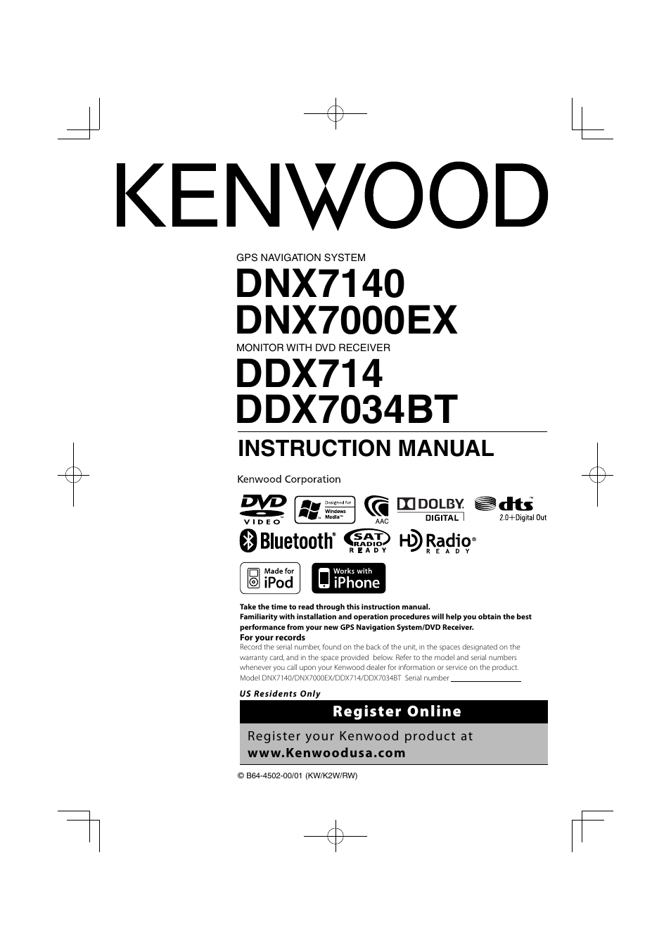 Kenwood DDX7034BT User Manual | 100 pages