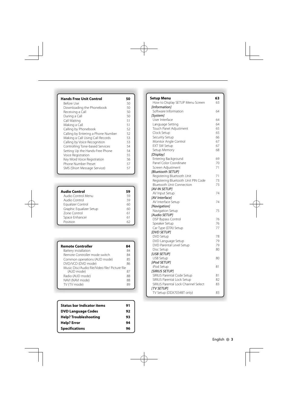 Kenwood DDX7034BT User Manual | Page 3 / 100