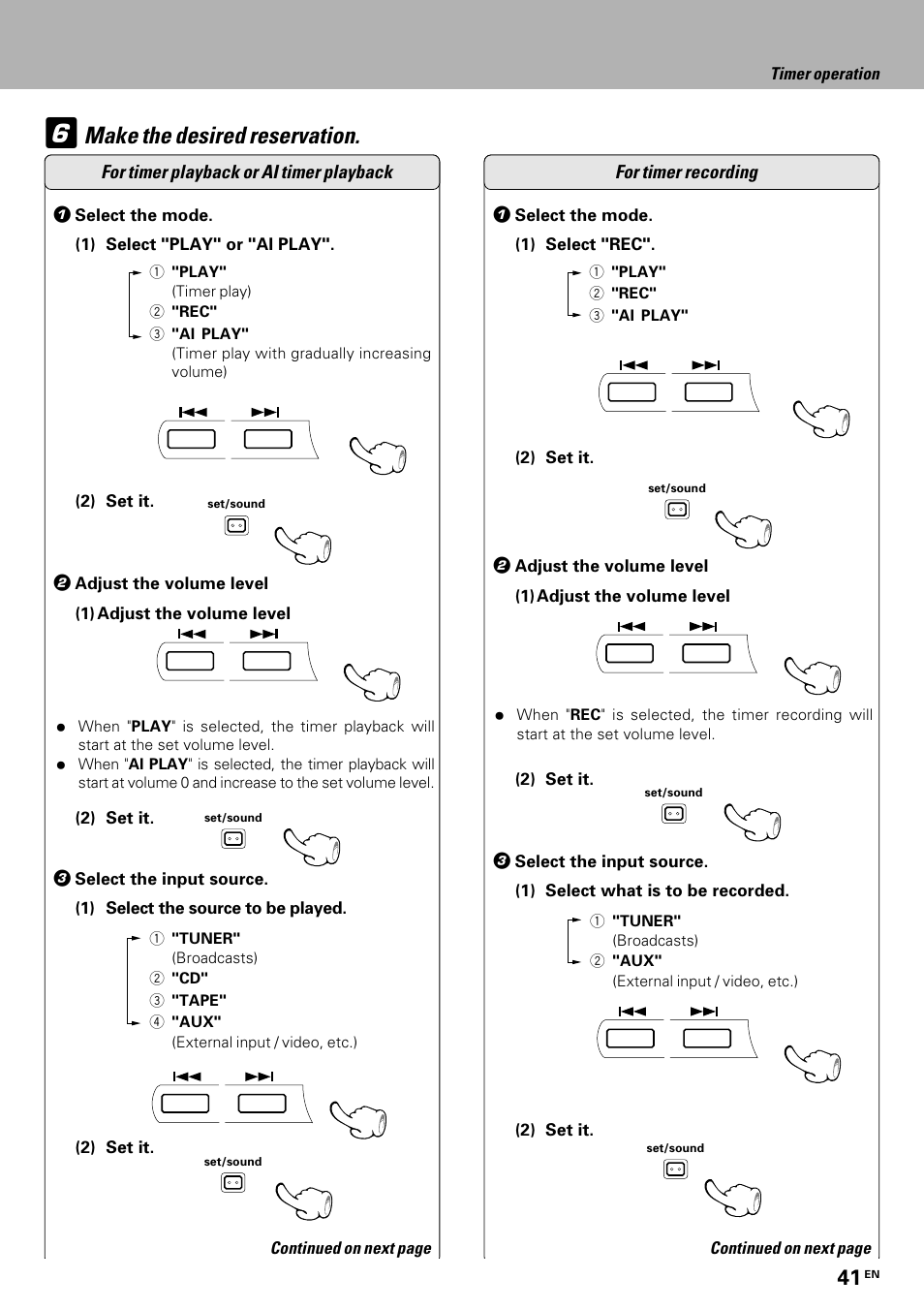 Make the desired reservation | Kenwood HM-335 User Manual | Page 41 / 48