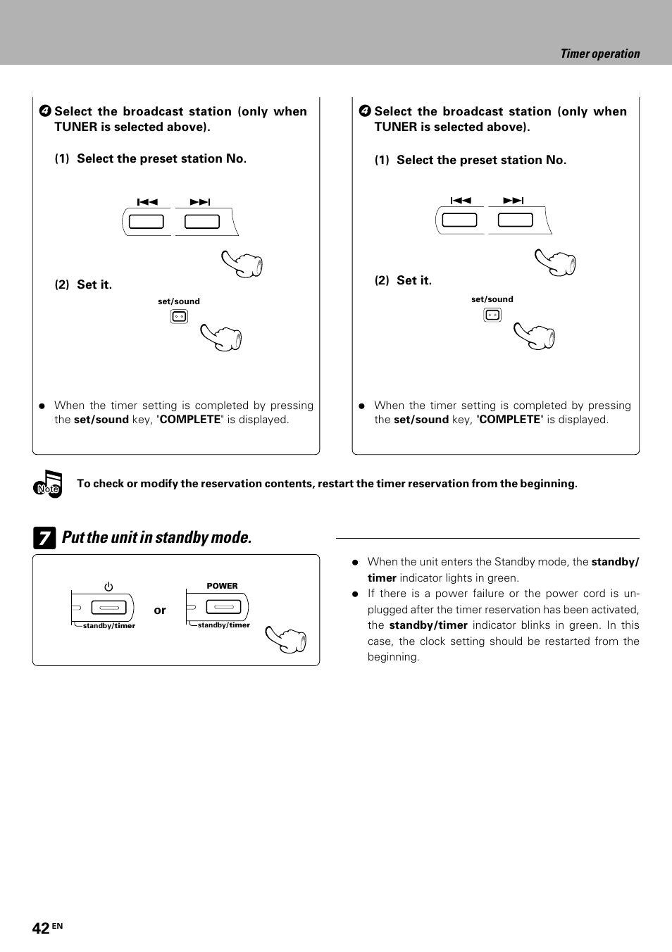 Put the unit in standby mode | Kenwood HM-335 User Manual | Page 42 / 48