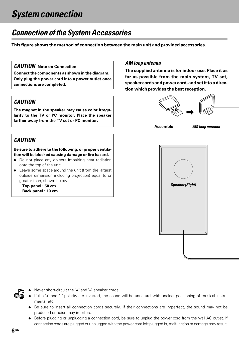 System connection, Connection of the system accessories | Kenwood HM-335 User Manual | Page 6 / 48