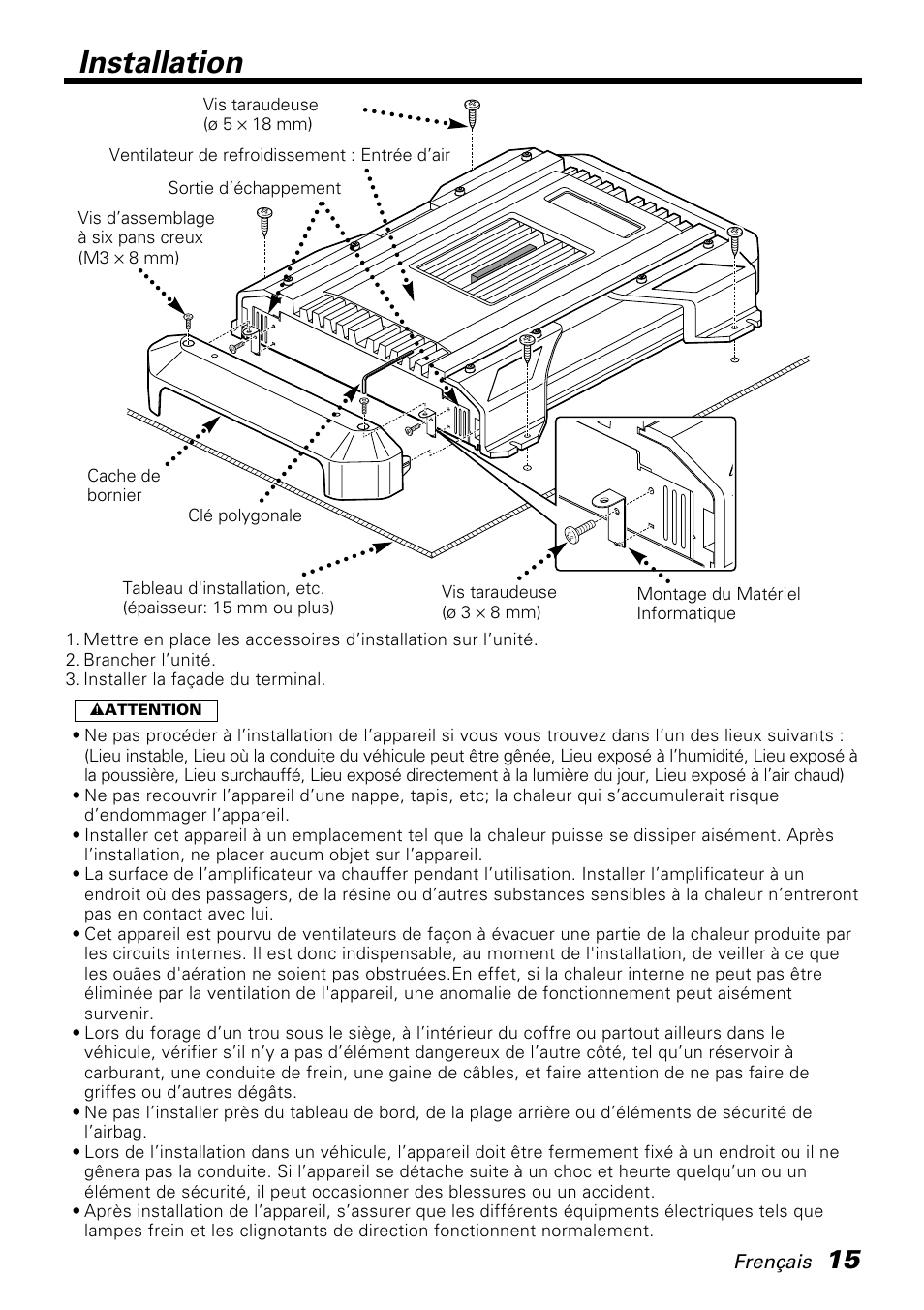 Installation | Kenwood PS520 User Manual | Page 15 / 38