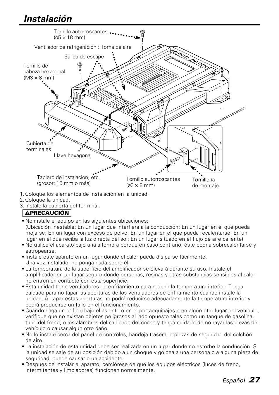 Instalacion, Instalación | Kenwood PS520 User Manual | Page 27 / 38