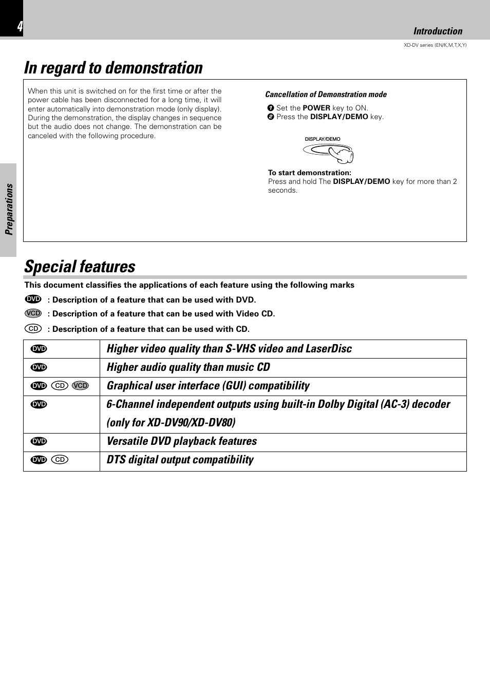 Special features | Kenwood XD-A850DV User Manual | Page 4 / 72