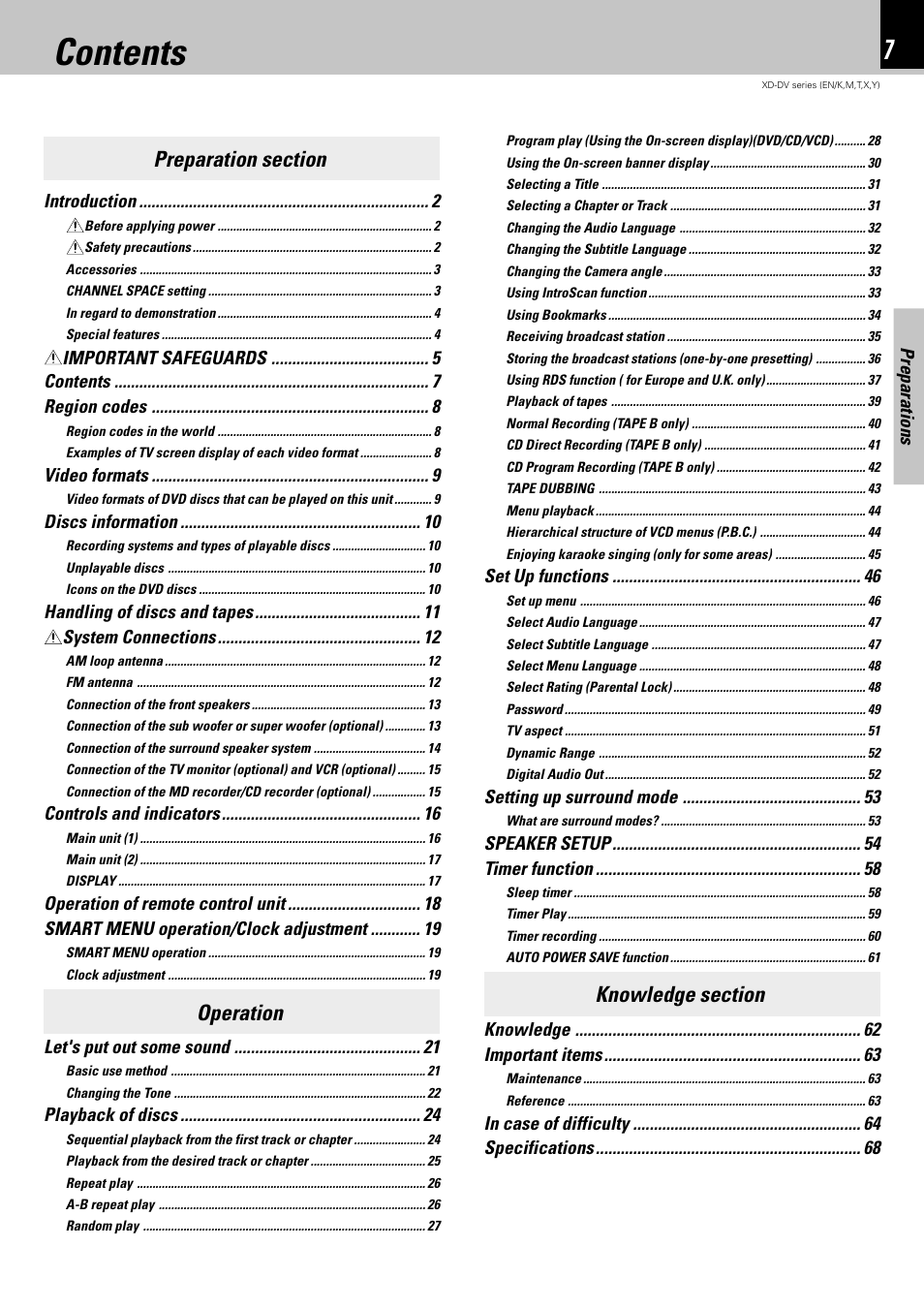 Kenwood XD-A850DV User Manual | Page 7 / 72