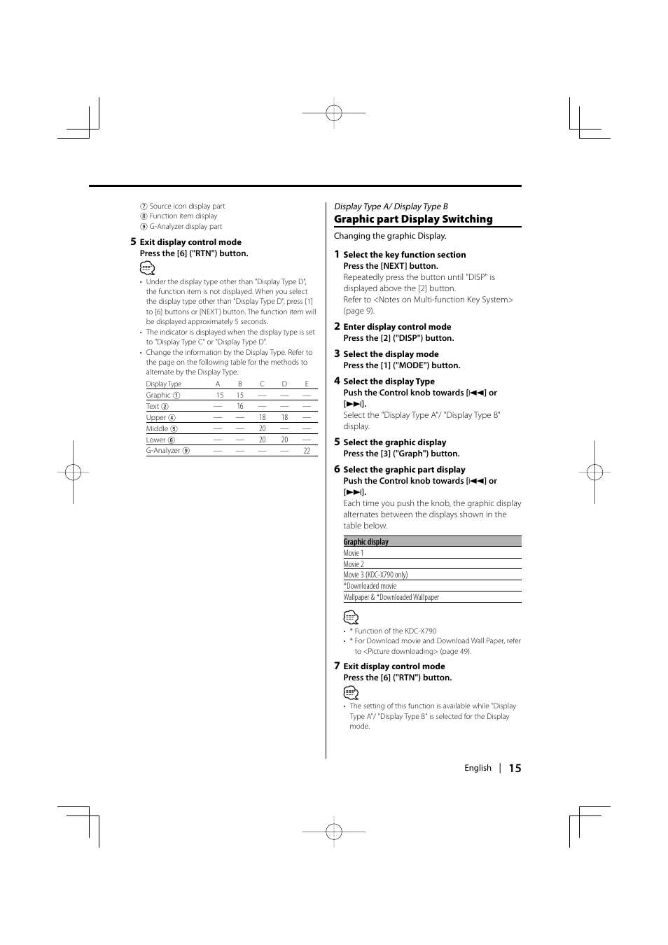 Graphic part display switching | Kenwood KDC-MP732 User Manual | Page 15 / 64