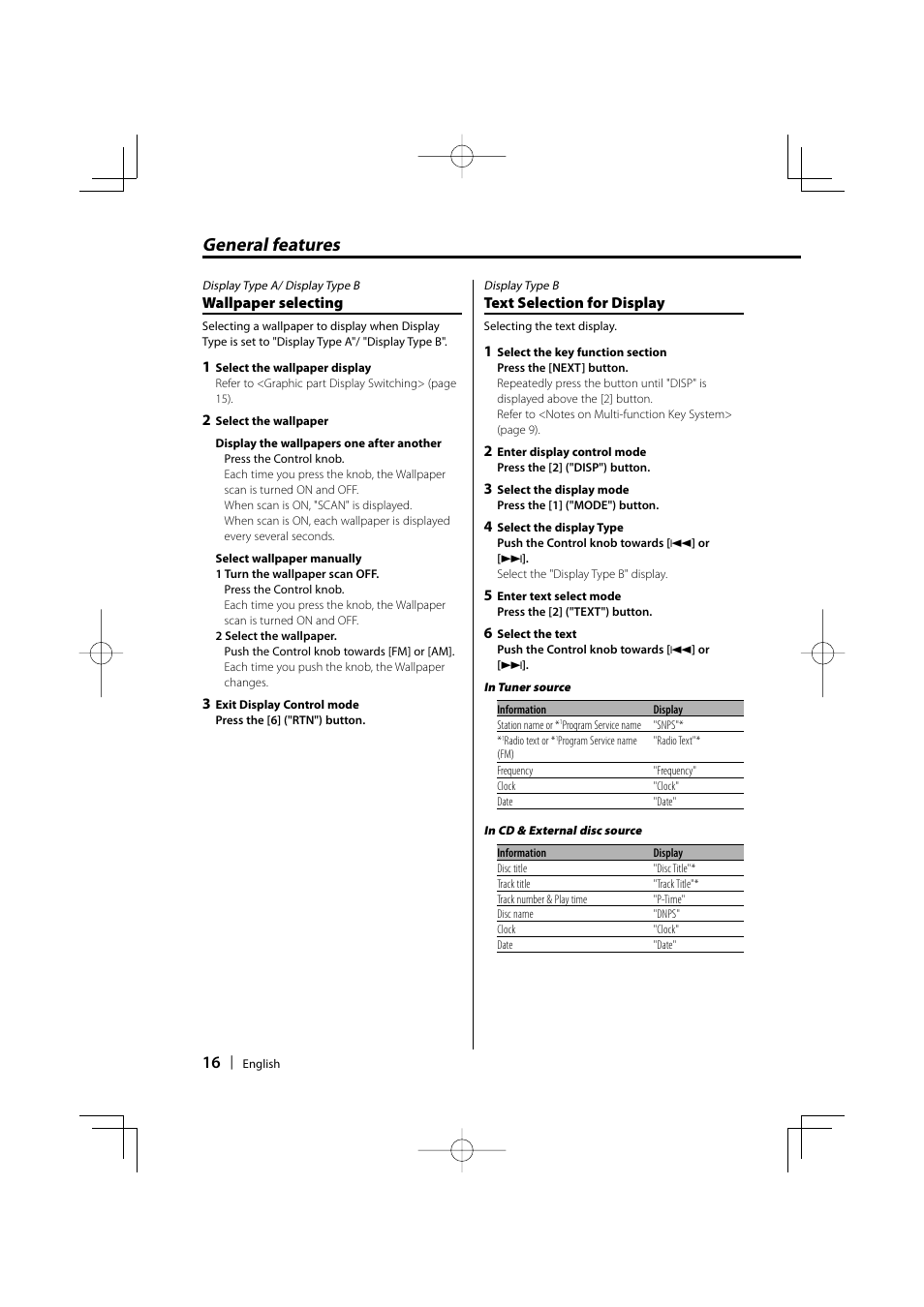 General features | Kenwood KDC-MP732 User Manual | Page 16 / 64