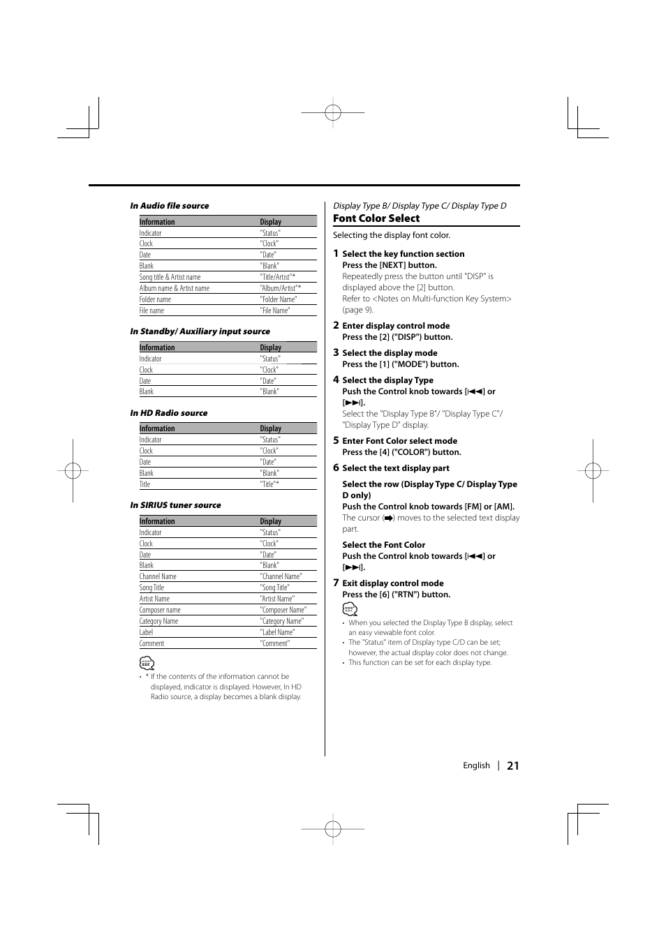 Font color select | Kenwood KDC-MP732 User Manual | Page 21 / 64