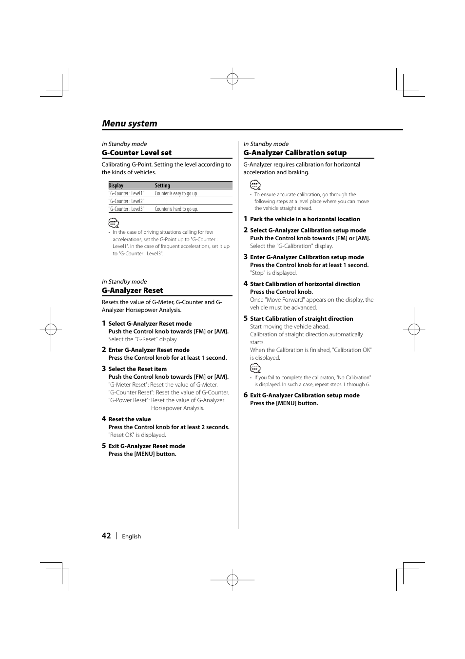 Menu system | Kenwood KDC-MP732 User Manual | Page 42 / 64