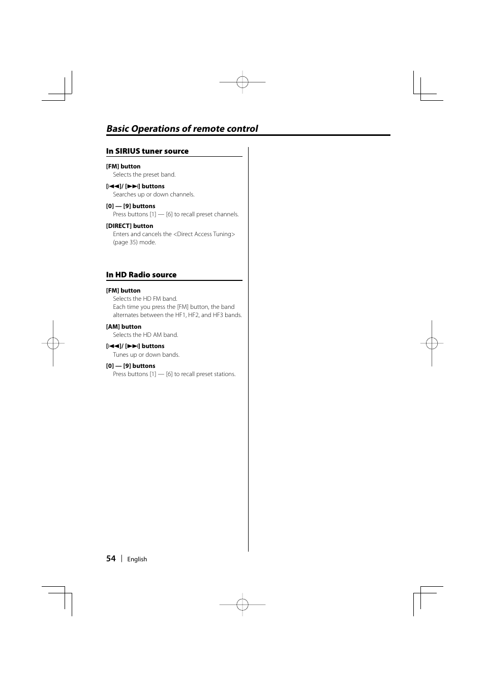 Basic operations of remote control | Kenwood KDC-MP732 User Manual | Page 54 / 64