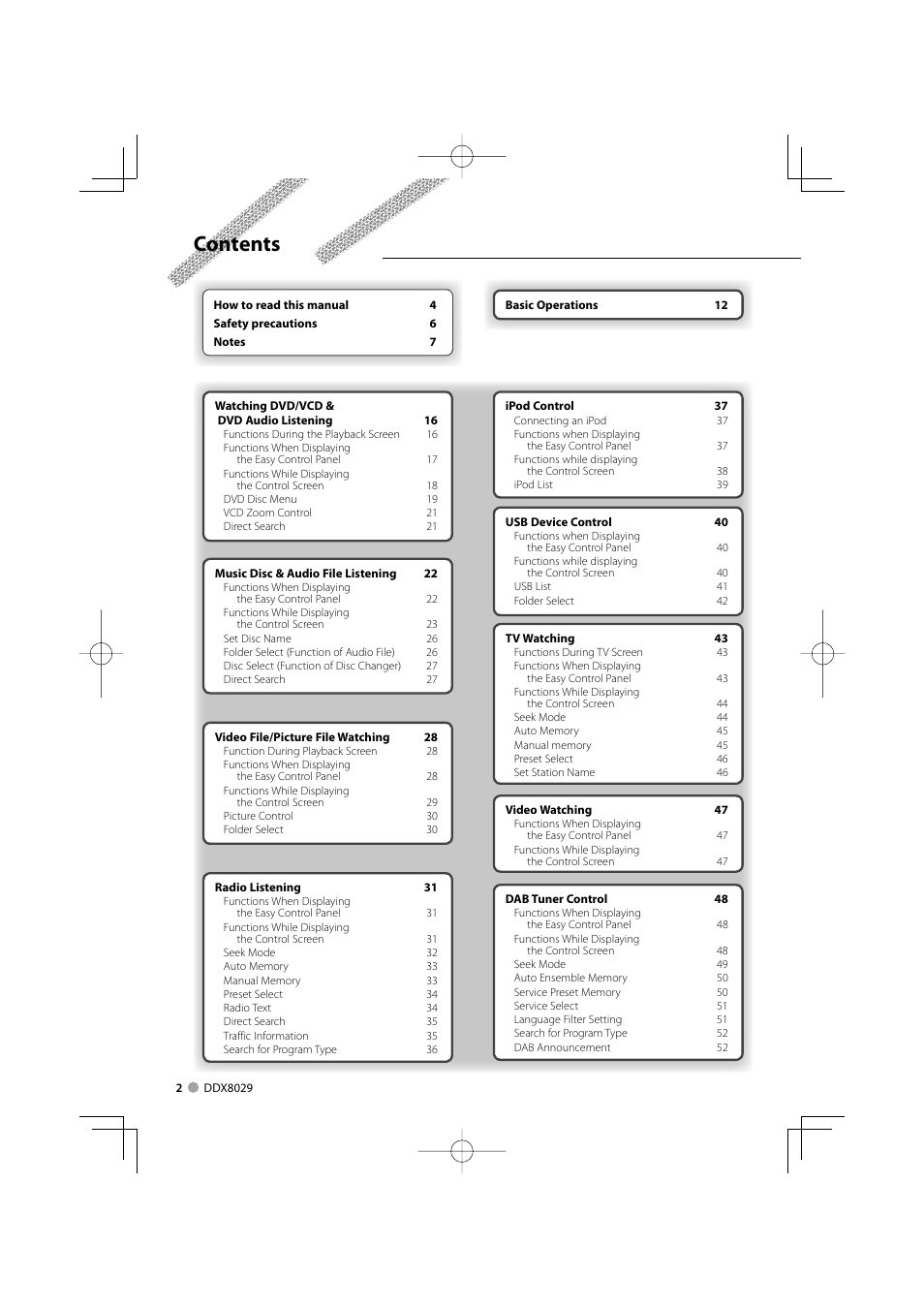 Kenwood DDX8029 User Manual | Page 2 / 104