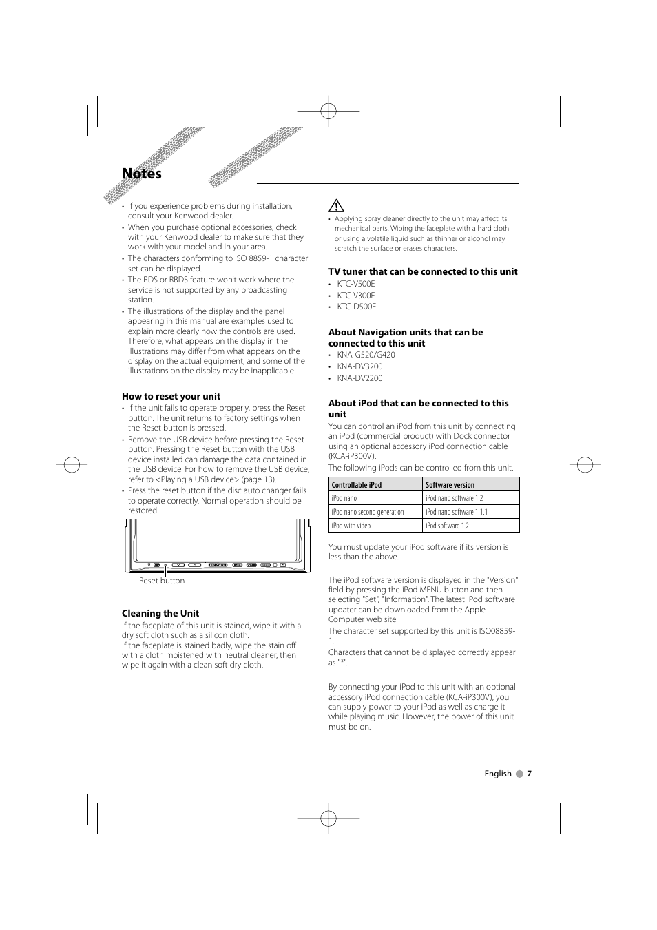 Kenwood DDX8029 User Manual | Page 7 / 104