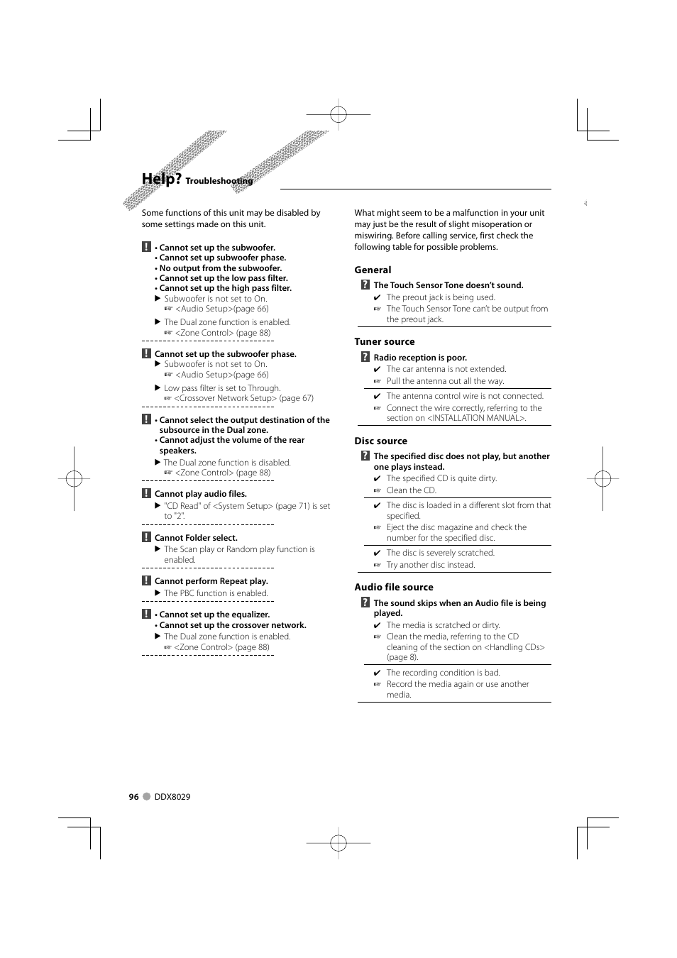 Help | Kenwood DDX8029 User Manual | Page 96 / 104