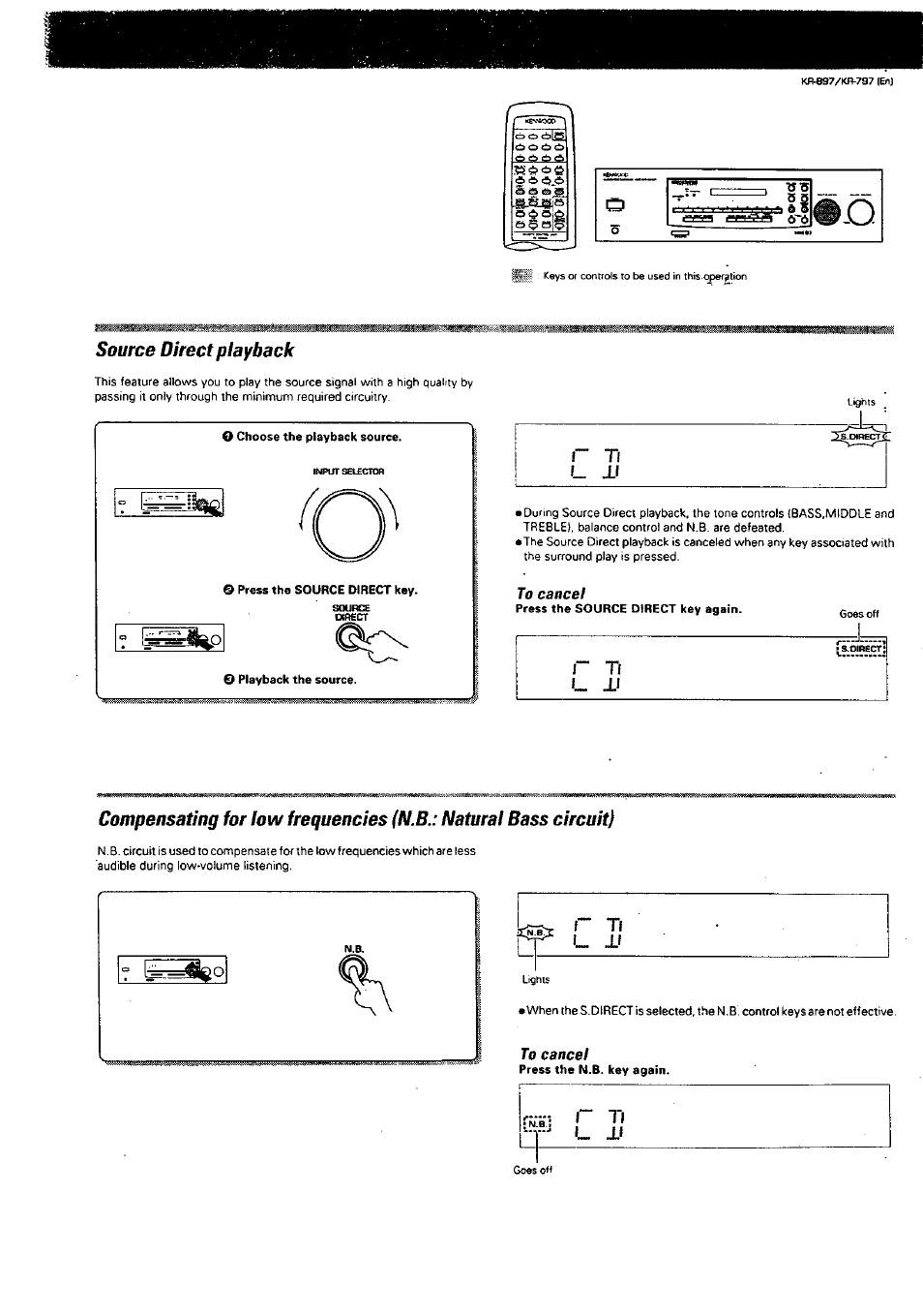 Source direct playback | Kenwood KR-897 User Manual | Page 16 / 32