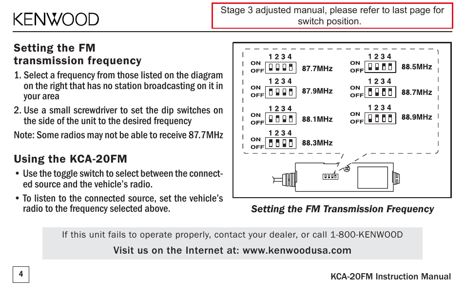 Kenwood KCA-20FM User Manual | Page 3 / 4