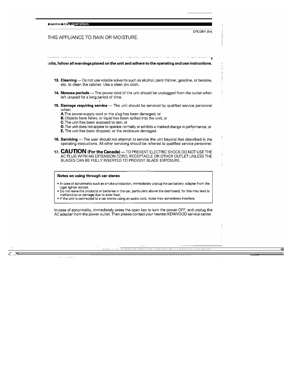 Caution | Kenwood DPC-361 User Manual | Page 19 / 24