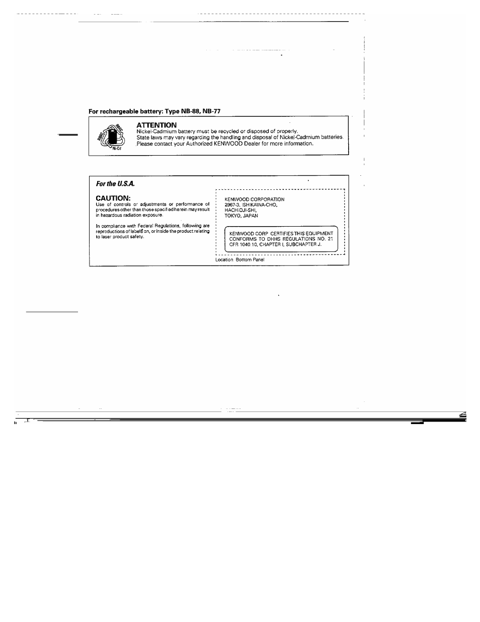 For the, Attention, Caution | Kenwood DPC-361 User Manual | Page 21 / 24