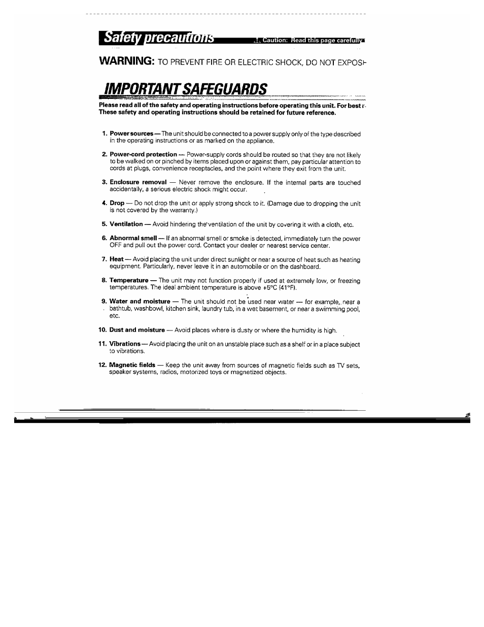 Important safeguards, Warning | Kenwood DPC-361 User Manual | Page 6 / 24