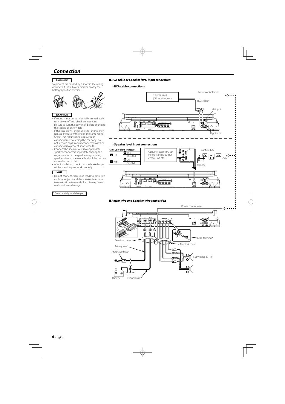 Connection | Kenwood KAC-9103D User Manual | Page 4 / 20