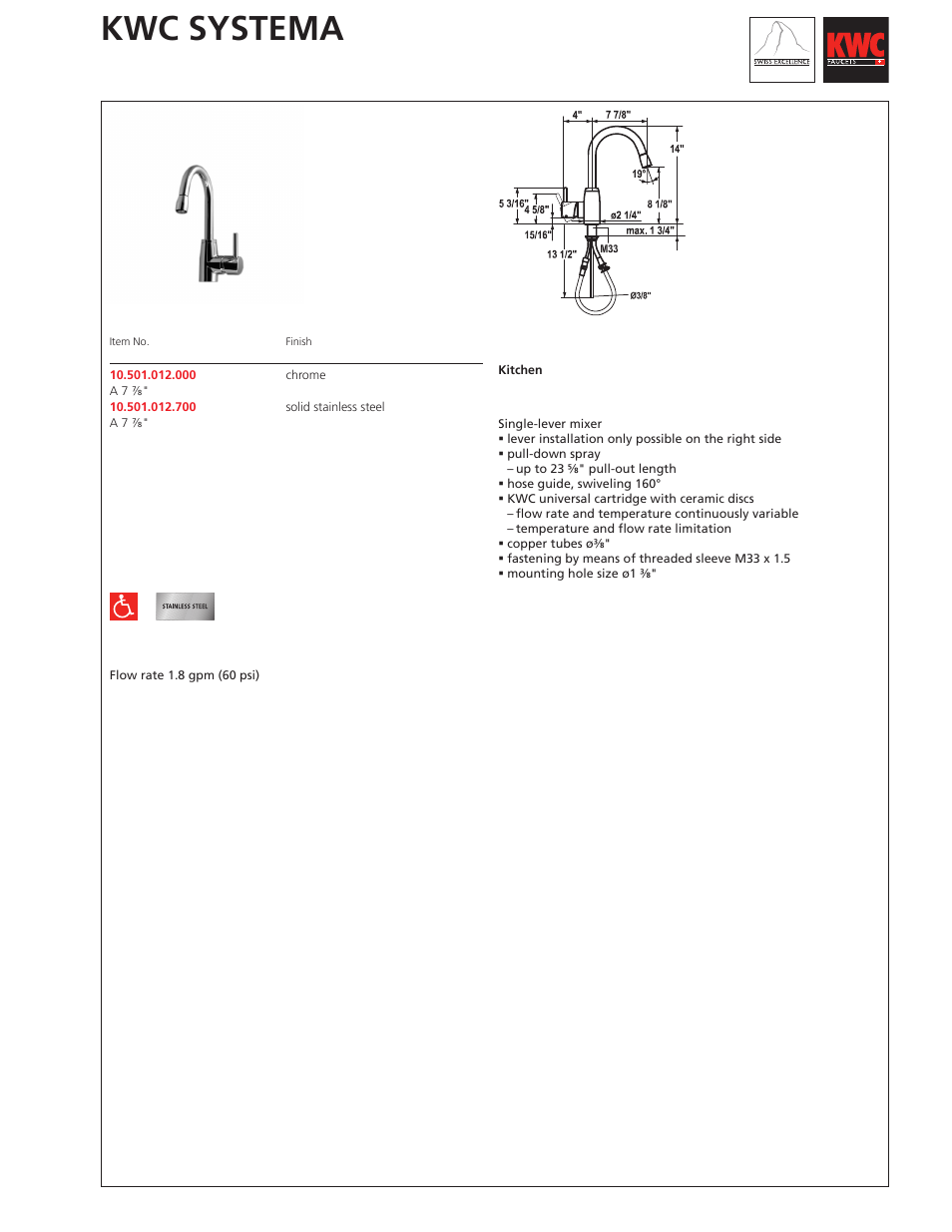 KWC Systema 10.501.012 User Manual | 1 page
