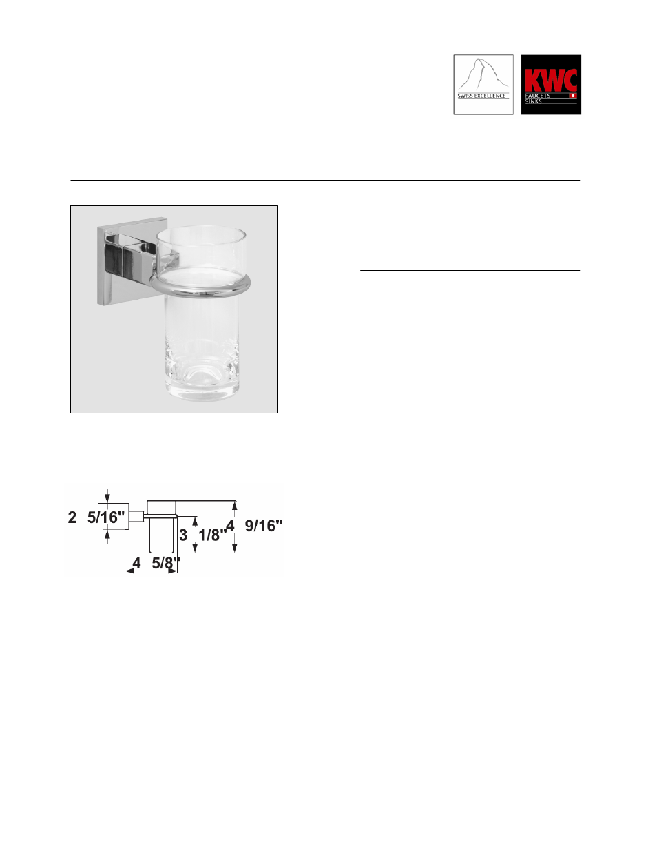 KWC Tumbler Holder with Glass 28.241.020.000 User Manual | 1 page