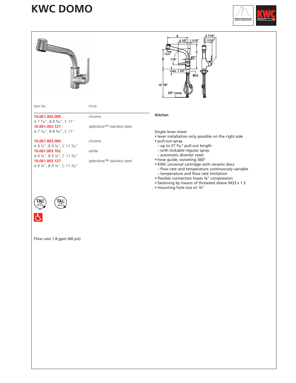 KWC DOMO 10.061.003 User Manual | 1 page