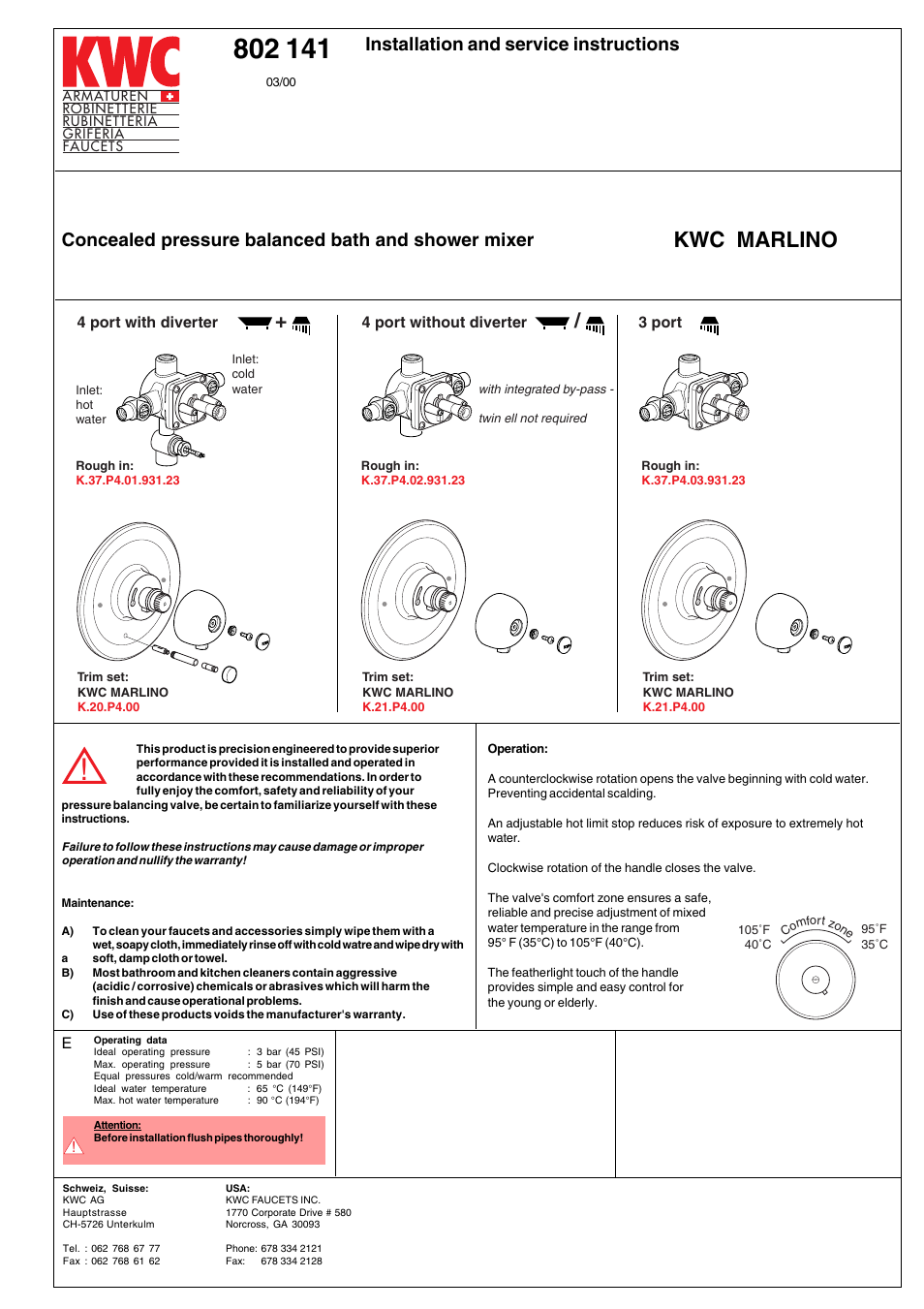 KWC MARLINO 802 141 User Manual | 4 pages