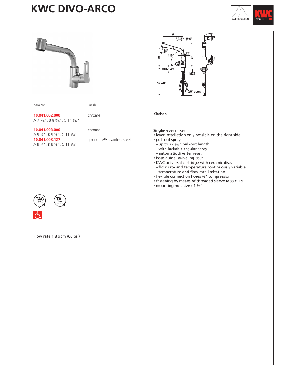 KWC Divo-Arco 10.041.002 User Manual | 1 page