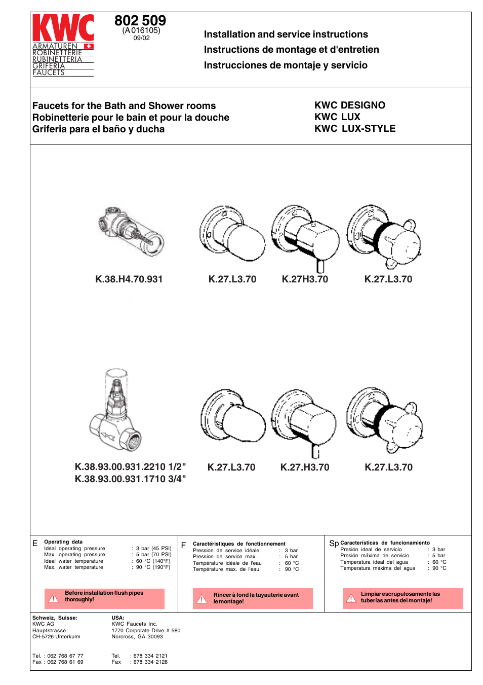 KWC A016105 User Manual | 6 pages