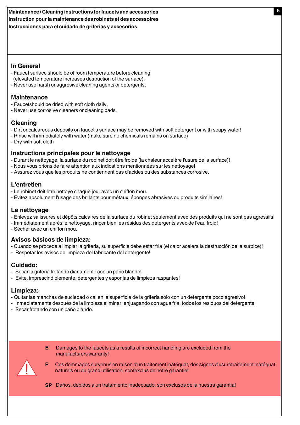 KWC A016105 User Manual | Page 6 / 6