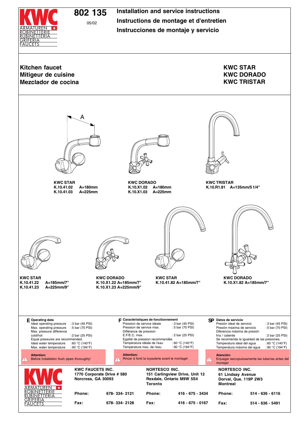 KWC STAR 802 135 User Manual | 4 pages