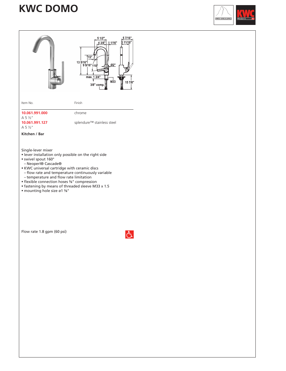 KWC DOMO 10.061.991 User Manual | 1 page