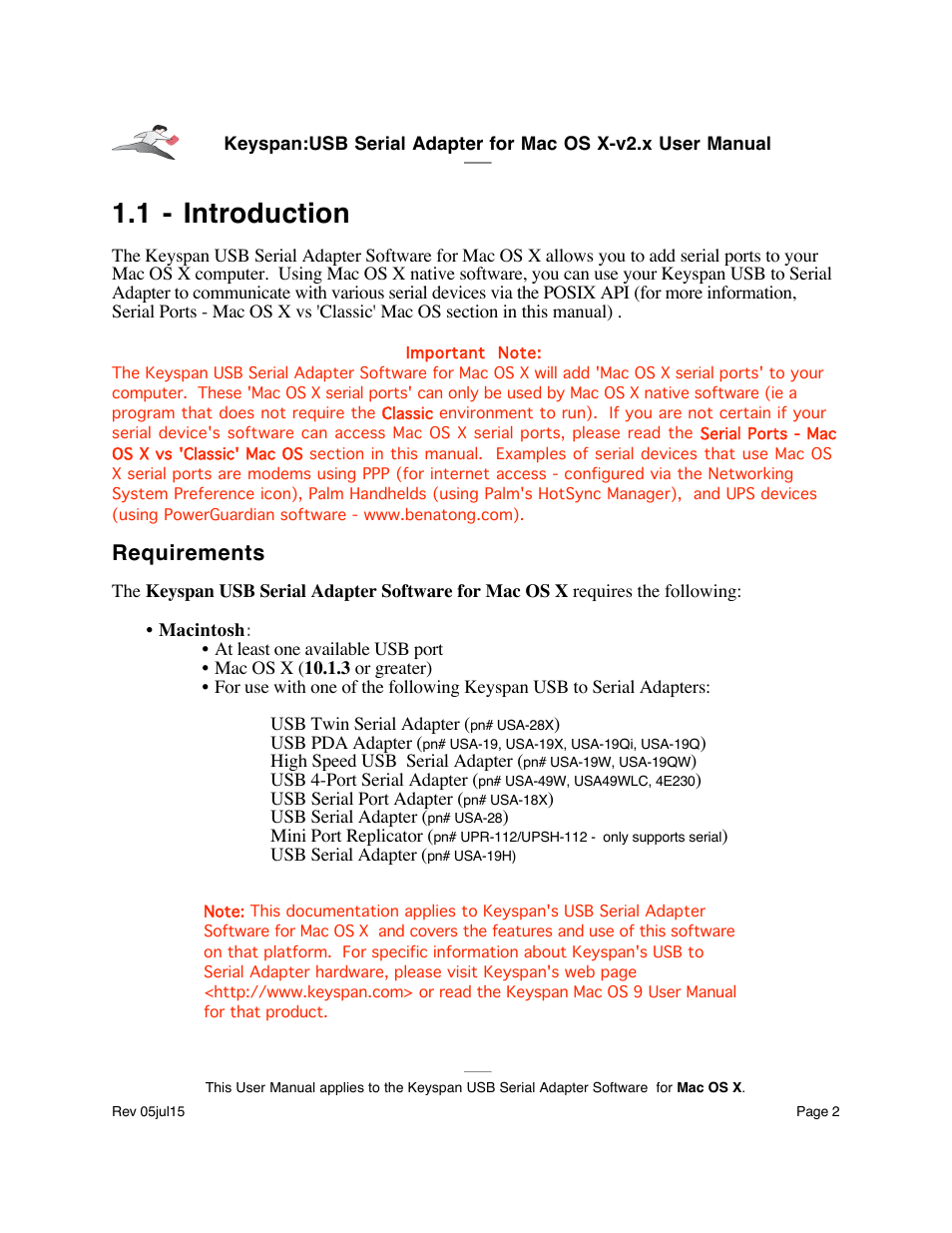 1 - introduction, Requirements | Keyspan USA-19 User Manual | Page 2 / 43