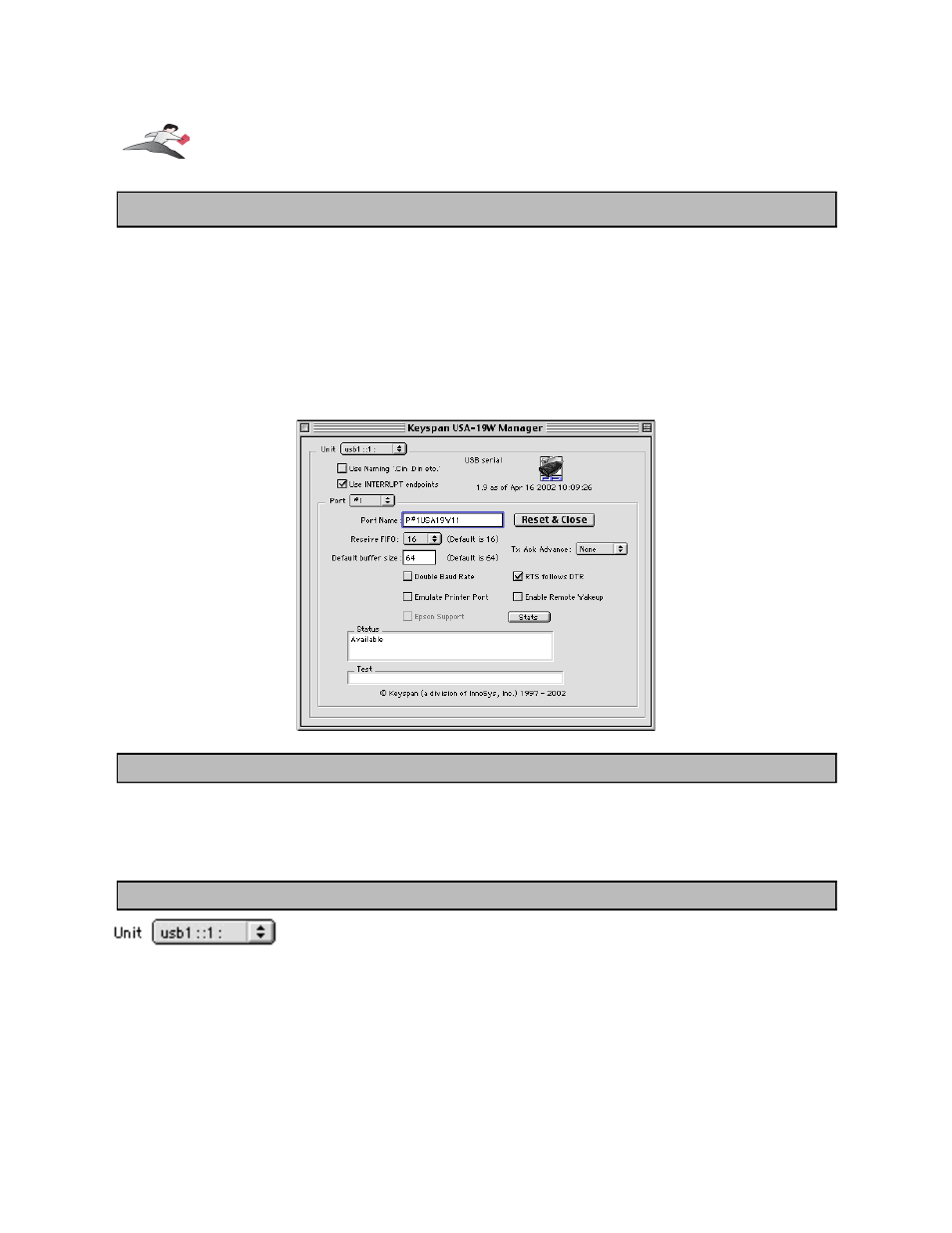 A - keyspan manager, Once you click this button, you will open the, Keyspan manager | Window | Keyspan 1.9 User Manual | Page 13 / 41