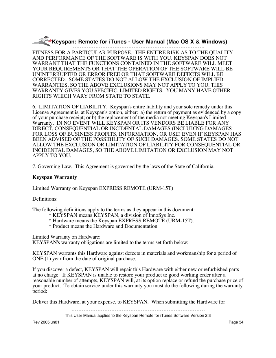 Keyspan URM-17A User Manual | Page 34 / 36