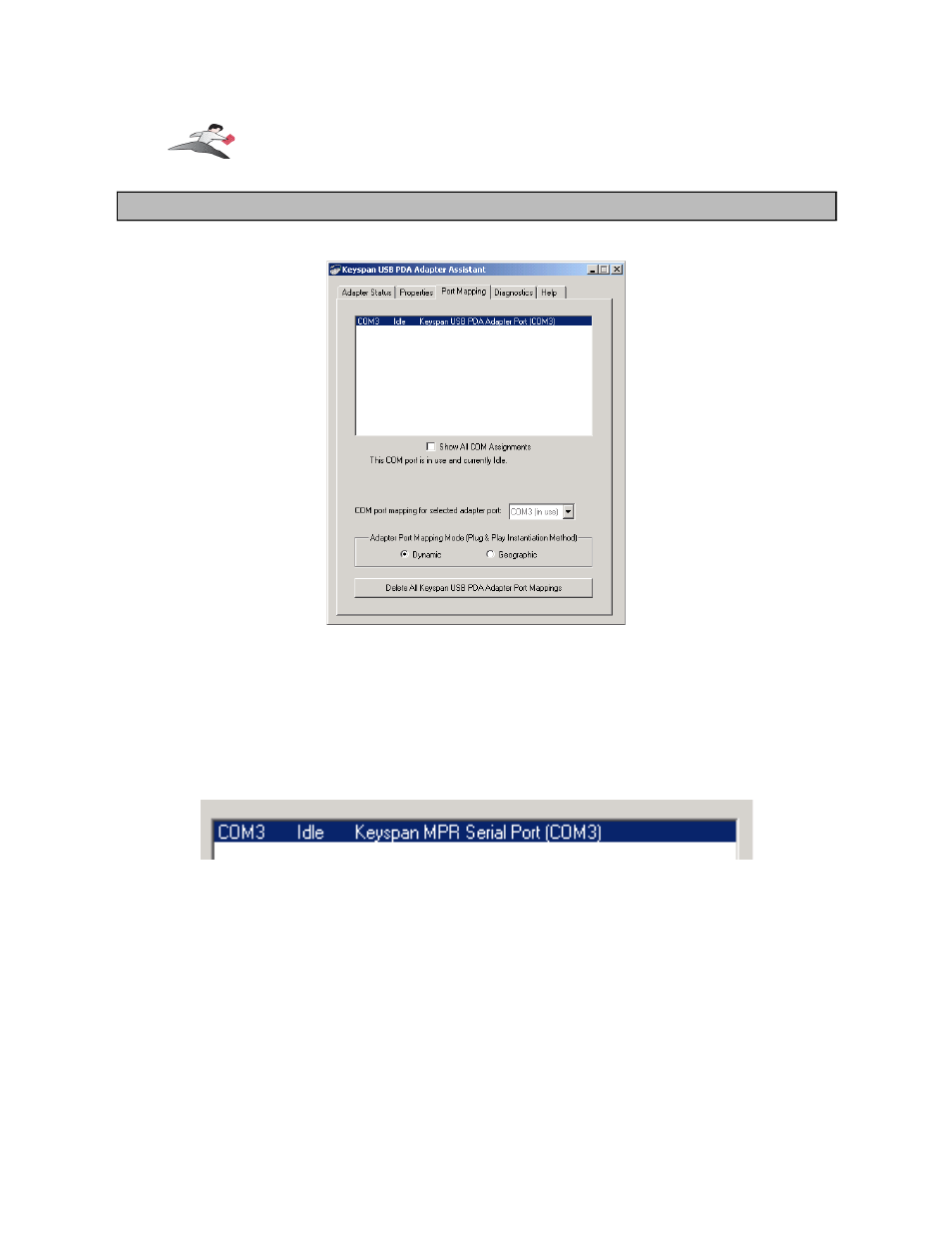 Port mapping tab | Keyspan Laptop Docking Station User Manual | Page 17 / 41