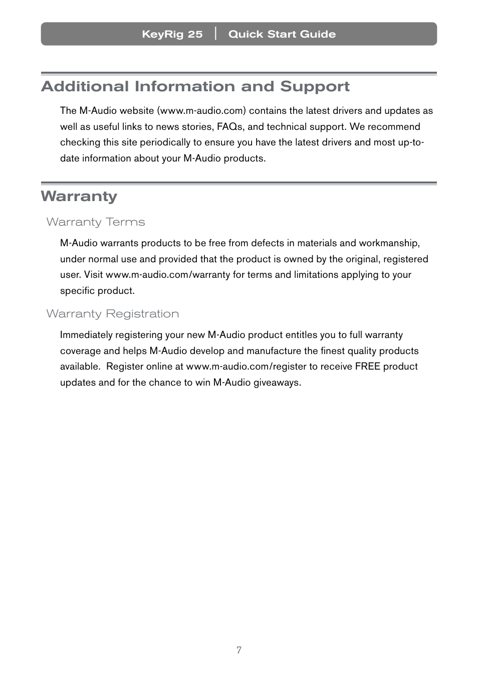 Additional information and support, Warranty | Keyspan Keyrig25 User Manual | Page 8 / 10