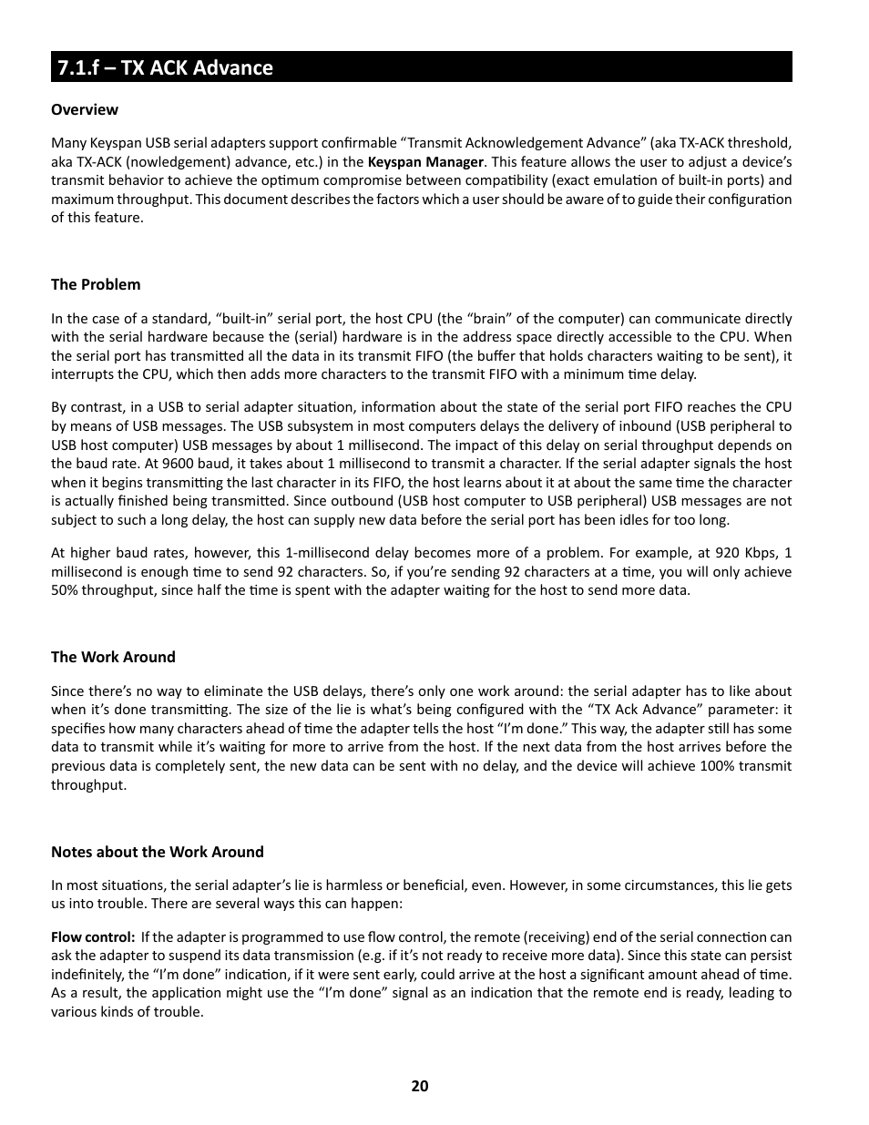 F – tx ack advance | Keyspan USA-49WG User Manual | Page 20 / 23