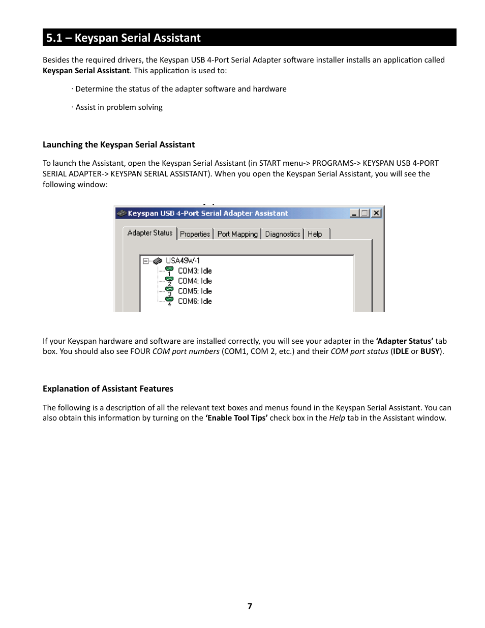 1 – keyspan serial assistant | Keyspan USA-49WG User Manual | Page 7 / 23