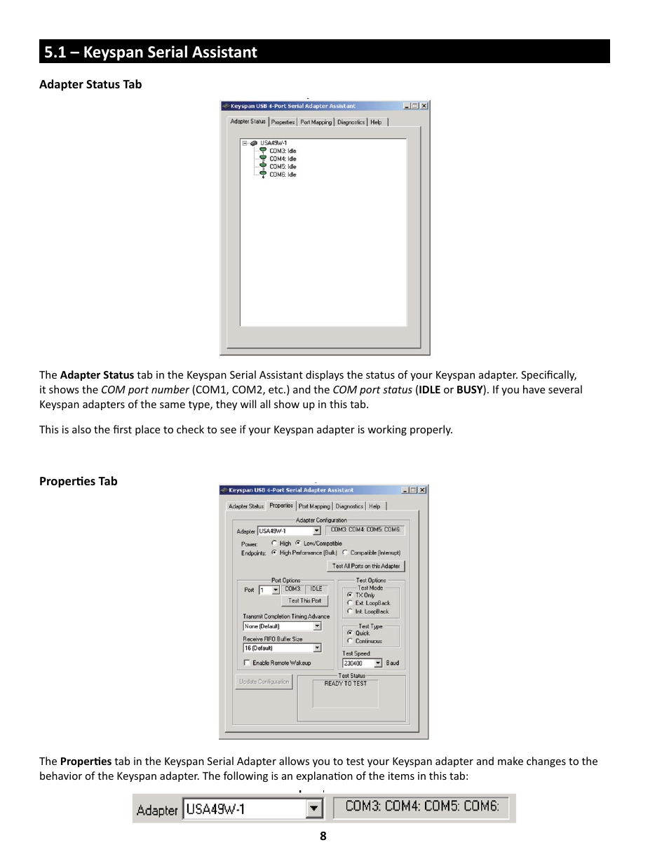 1 – keyspan serial assistant | Keyspan USA-49WG User Manual | Page 8 / 23