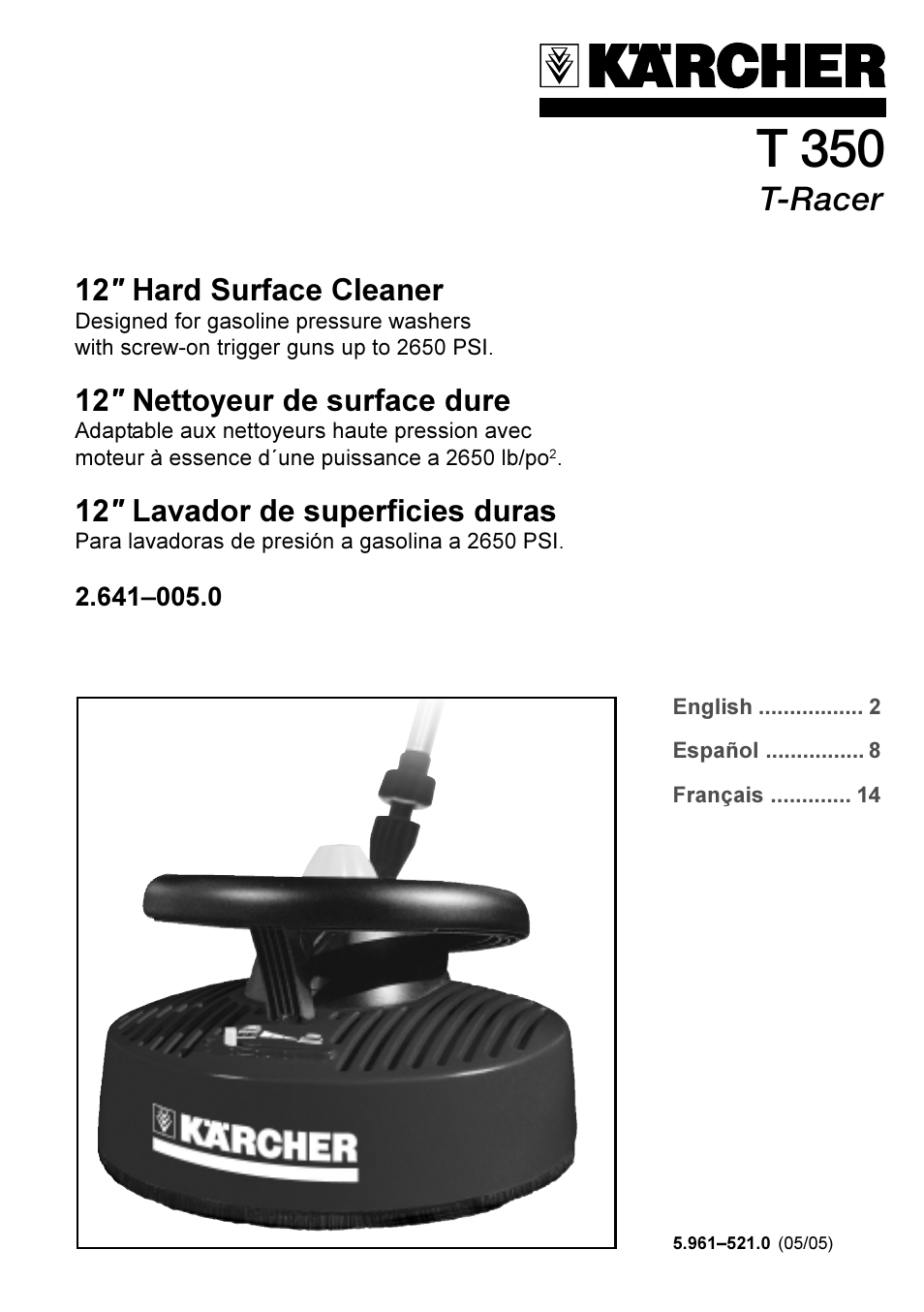 Karcher T350 T-Racer User Manual | 8 pages