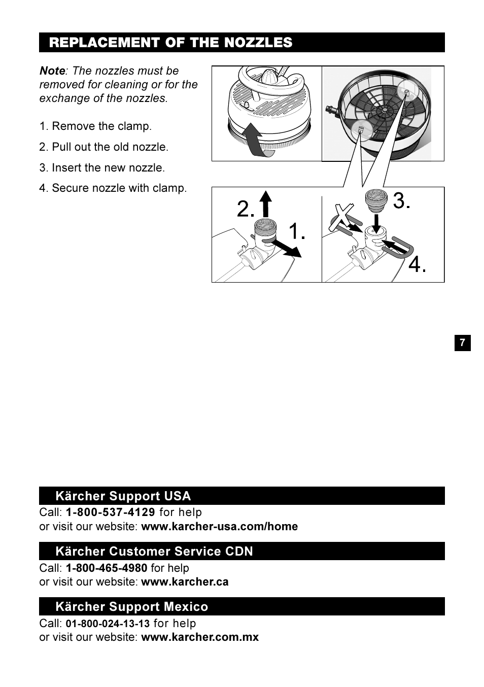 Replacement of the nozzles | Karcher T350 T-Racer User Manual | Page 7 / 8