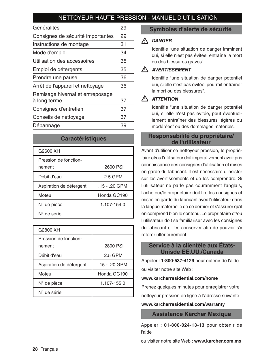 Karcher G2800XH User Manual | Page 28 / 40