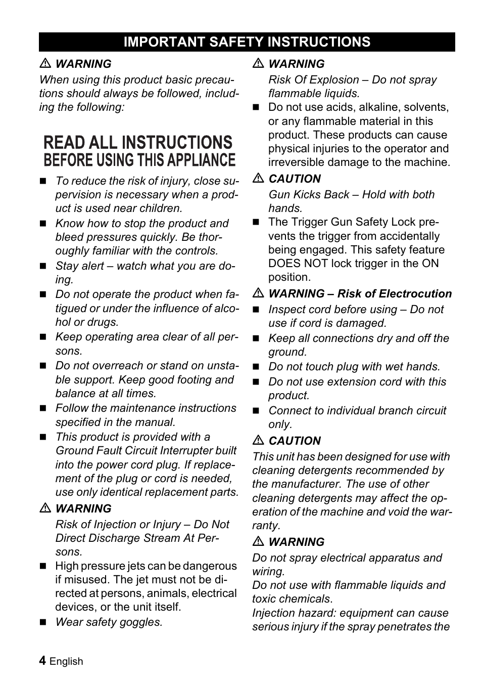 Important safety instructions | Karcher K 5.690 User Manual | Page 4 / 17