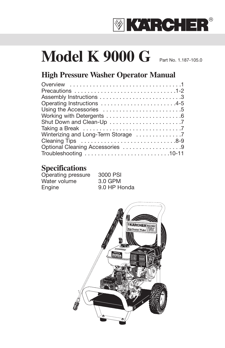 Karcher K9000G User Manual | 12 pages