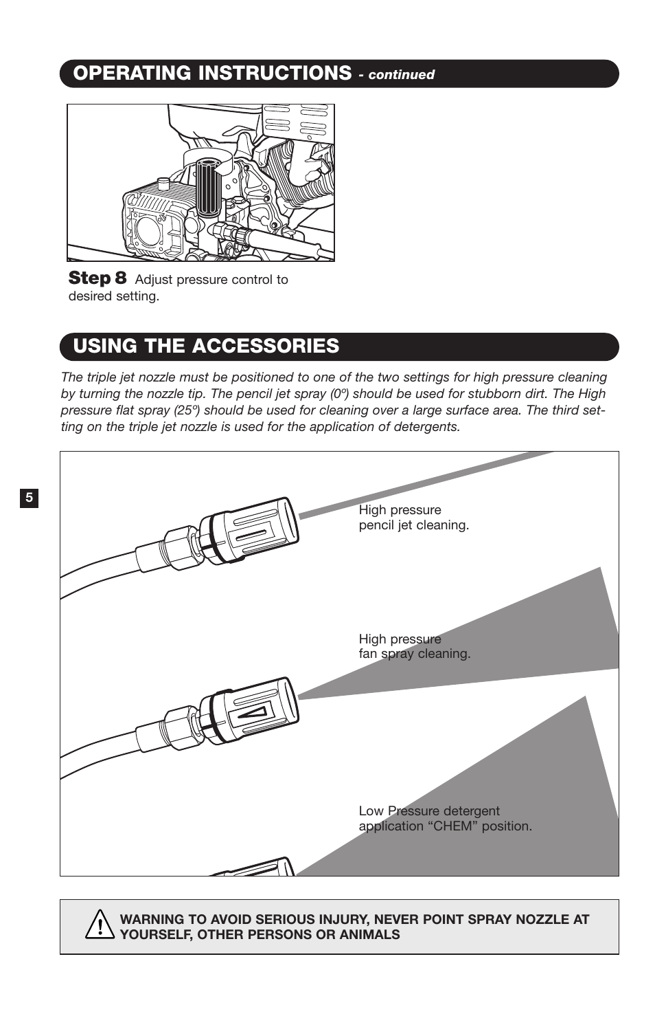 Using the accessories, Operating instructions, Step 8 | Karcher K9000G User Manual | Page 6 / 12